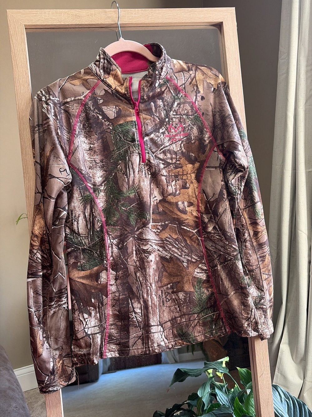 Women’s Camo Half-Zip Jacket with Pink Accents